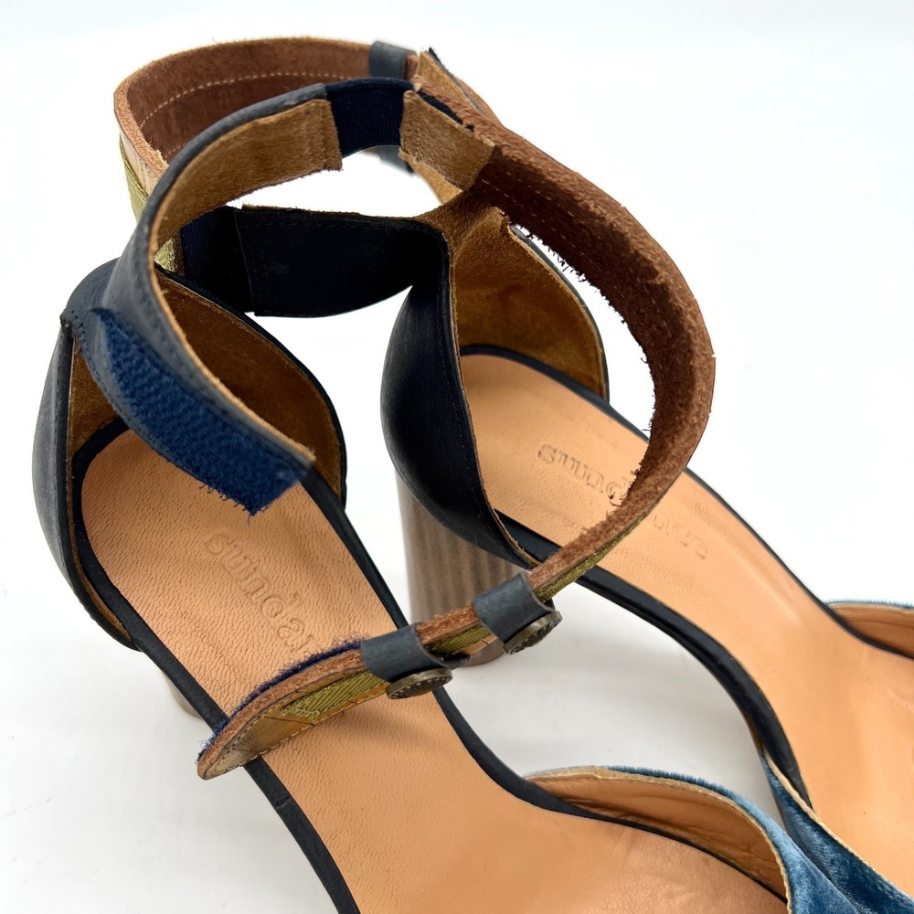 Sundance Aurora Size 6.5/7 37 Blue Velvet Ankle Strap Heels $228 MSRP - Picture 9 of 14